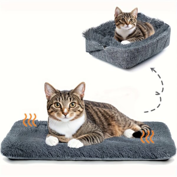 Extra Warm Thermal Cat Dog Mat - Small Indoor Outdoor Pet Bed Calming Crate Cushion